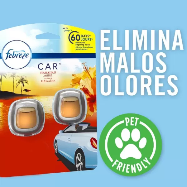 Febreze Car Air Freshener Vent Clips, 2 Linen &amp; Sky and 2 Hawaiian Aloha scents, 4 total clips)