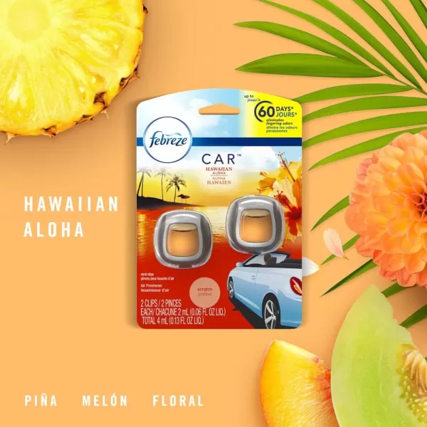 Febreze Car Air Freshener Vent Clips, 2 Linen &amp; Sky and 2 Hawaiian Aloha scents, 4 total clips)