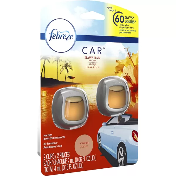 Febreze Car Air Freshener Vent Clips, 2 Linen &amp; Sky and 2 Hawaiian Aloha scents, 4 total clips)