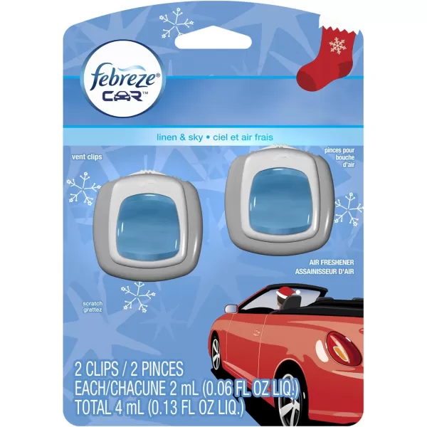 Febreze Car Air Freshener Vent Clips, 2 Linen &amp; Sky and 2 Hawaiian Aloha scents, 4 total clips)