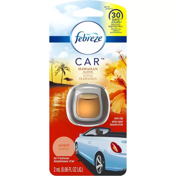 Febreze Car Air Freshener Vent Clips, 2 Linen &amp; Sky and 2 Hawaiian Aloha scents, 4 total clips)