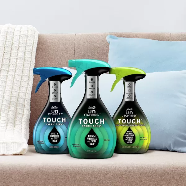 Febreze Fabric Spray, Unstopables Touch Fabric Refresher Spray, Odor Fighter for Strong Odor, Fresh &amp; Paradise, 16.9 Oz )
