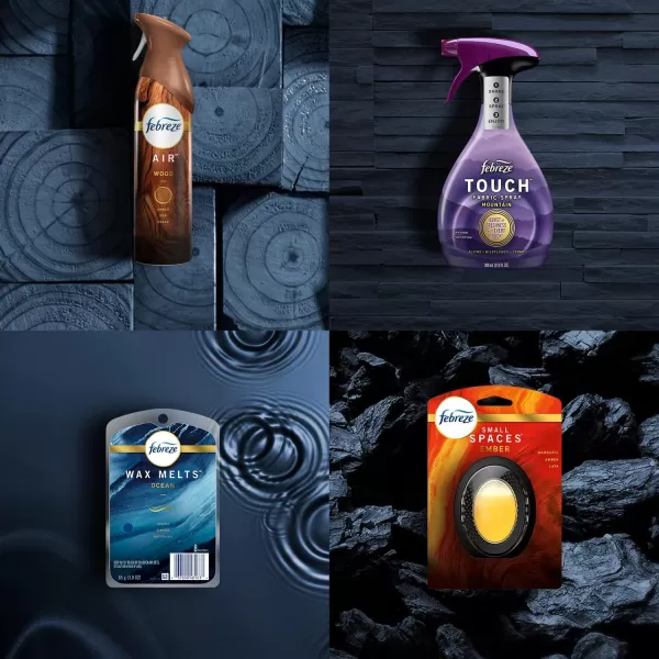 Febreze Odor-Fighting Fade Defy PLUG Air Freshener, Mountain, Ocean, Amber,  .87 fl. oz. Oil Refills)