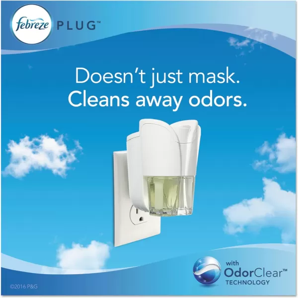 Febreze Odor-Fighting Fade Defy PLUG Air Freshener, Mountain, Ocean, Amber,  .87 fl. oz. Oil Refills