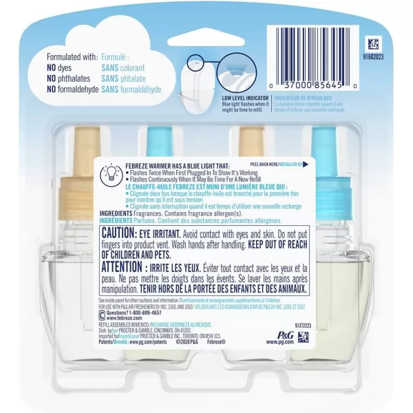 Febreze Odor-Fighting Fade Defy PLUG Air Freshener, Mountain, Ocean, Amber,  .87 fl. oz. Oil Refills)