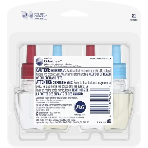 Febreze Odor-Fighting Fade Defy PLUG Air Freshener, Mountain, Ocean, Amber,  .87 fl. oz. Oil Refills)