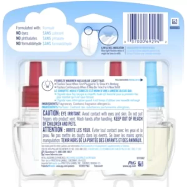 Febreze Odor-Fighting Fade Defy PLUG Air Freshener, Mountain, Ocean, Amber,  .87 fl. oz. Oil Refills)