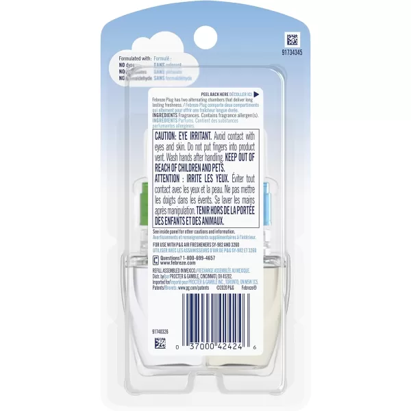 Febreze Odor-Fighting Fade Defy PLUG Air Freshener, Mountain, Ocean, Amber,  .87 fl. oz. Oil Refills)
