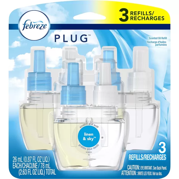 Febreze Odor-Fighting Fade Defy PLUG Air Freshener, Mountain, Ocean, Amber,  .87 fl. oz. Oil Refills)