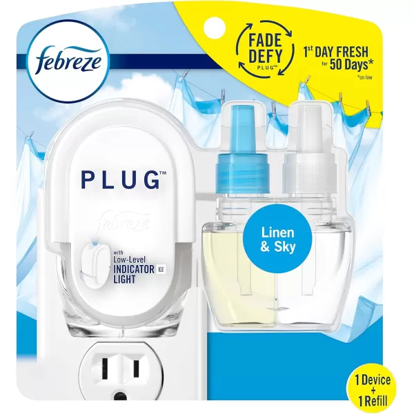 Febreze Odor-Fighting Fade Defy PLUG Air Freshener, Mountain, Ocean, Amber,  .87 fl. oz. Oil Refills)