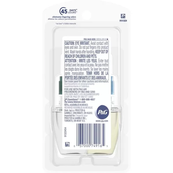 Febreze Odor-Fighting Fade Defy PLUG Air Freshener, Mountain, Ocean, Amber,  .87 fl. oz. Oil Refills