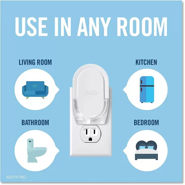 Febreze Plug In Air Fresheners For Home, Air Freshener Plug In, Gain Scent, Odor Fighter for Strong Odors, 1 Warmer + 2 Oil Refills