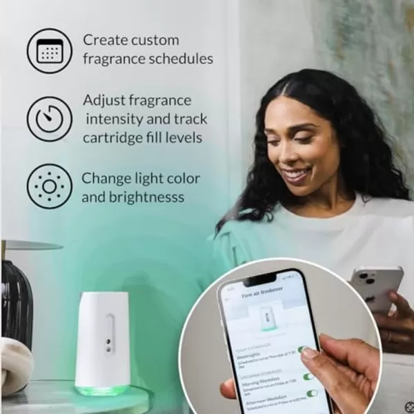 Febreze Smart WiFi App-Controlled Aromatherapy Diffuser Starter Kit with Warm Cider &amp; Spicy Woods Fragrance Cartridge  1 Fl Oz )