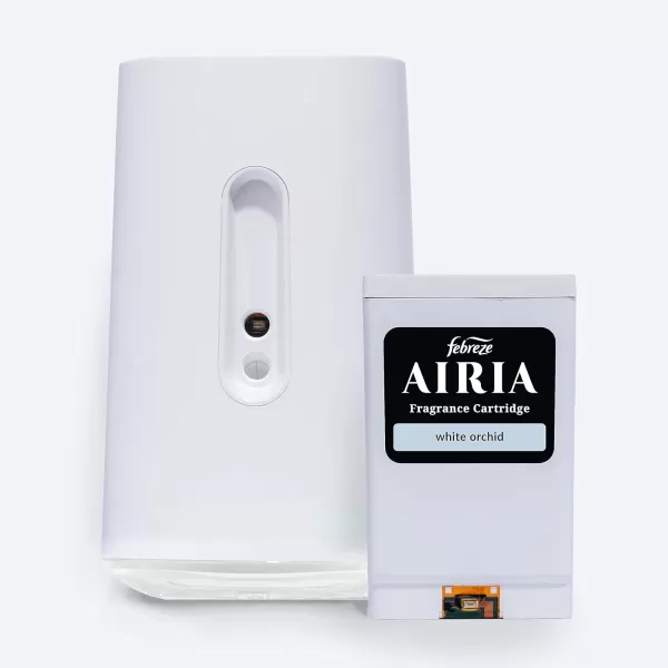 Febreze Smart WiFi App-Controlled Aromatherapy Diffuser Starter Kit with Warm Cider &amp; Spicy Woods Fragrance Cartridge)