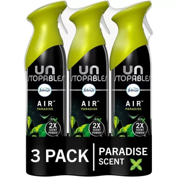 Febreze Unstopables Air Effects Odor-Fighting Air Freshener Paradise, 8.8 oz. Aerosol Can, Pack of 3)