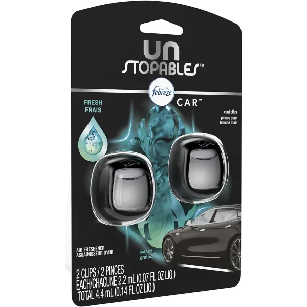 Febreze Unstopables Car Odor-Fighting Car Freshener Vent Clip Fresh Scent, .07 oz. Car Vent Clip, Pack of 4)