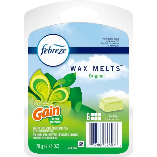 Febreze Wax Melts, Air Freshener and Odor Fighter for Strong Odor, Gain Original Scent, 4 Pack )