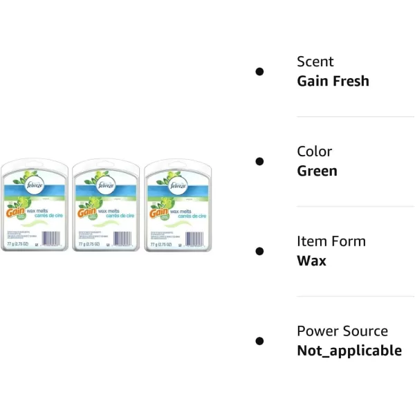 Febreze Wax Melts, Air Freshener and Odor Fighter for Strong Odor, Gain Original Scent, 4 Pack )