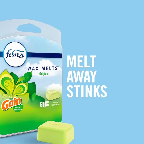 Febreze Wax Melts, Air Freshener and Odor Fighter for Strong Odor, Gain Original Scent, 4 Pack )
