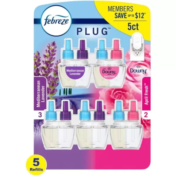 Febreze Air Freshener Plug In, Wall Diffuser, Plug in Air Fresheners for home, Downy April Fresh Scent, Odor Fighter for Strong Odors, 1 Warmer + 2 Oil Refills )