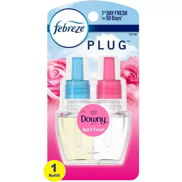 Febreze Air Freshener Plug In, Wall Diffuser, Plug in Air Fresheners for home, Downy April Fresh Scent, Odor Fighter for Strong Odors, 1 Warmer + 2 Oil Refills )
