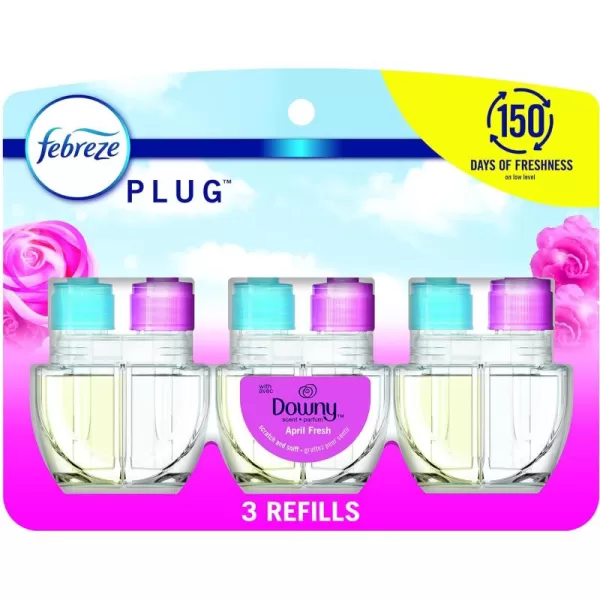 Febreze Air Freshener Plug In, Wall Diffuser, Plug in Air Fresheners for home, Downy April Fresh Scent, Odor Fighter for Strong Odors, 1 Warmer + 2 Oil Refills )
