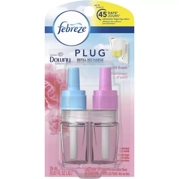 Febreze Air Freshener Plug In, Wall Diffuser, Plug in Air Fresheners for home, Downy April Fresh Scent, Odor Fighter for Strong Odors, 1 Warmer + 2 Oil Refills )