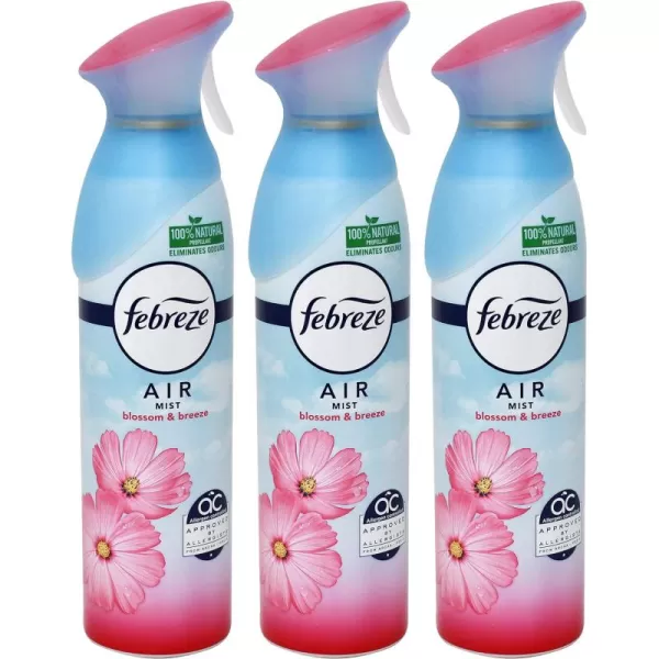 Febreze Air Mist Odor-Fighting Air Freshener Mixed Scent, Southern Lilac Mornings, Georgia Peach Orchard, Sweet Watermelon Vine, 8.8 oz. Aerosol Can, Pack of 3