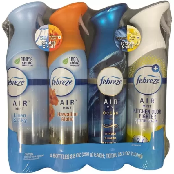 Febreze Air Mist Odor-Fighting Air Freshener Mixed Scent, Southern Lilac Mornings, Georgia Peach Orchard, Sweet Watermelon Vine, 8.8 oz. Aerosol Can, Pack of 3
