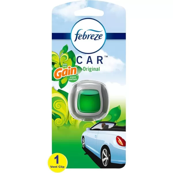 Febreze Car Air Freshener Vent Clip Gain Original Scent, 06 oz. Car Vent Clip, 2 Count)