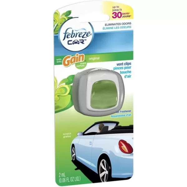 Febreze Car Air Freshener Vent Clip Gain Original Scent, 06 oz. Car Vent Clip, 2 Count)