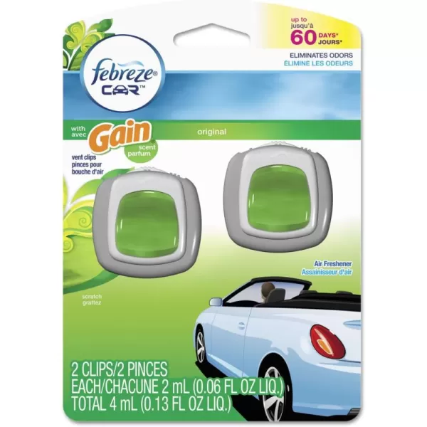 Febreze Car Air Freshener Vent Clip Gain Original Scent, 06 oz. Car Vent Clip, 2 Count)