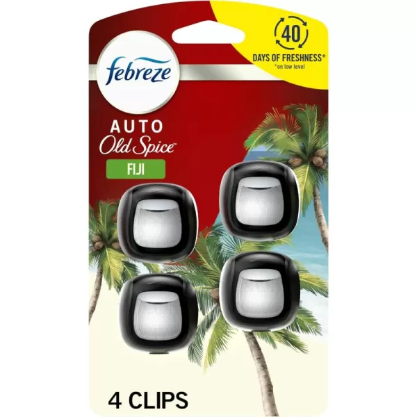 Febreze Car Air Freshener Vent Clip Old Spice Fiji Scent, .07 oz. Car Vent Clip, Pack of 4)