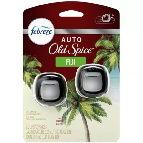 Febreze Car Air Freshener Vent Clip Old Spice Fiji Scent, .07 oz. Car Vent Clip, Pack of 4)
