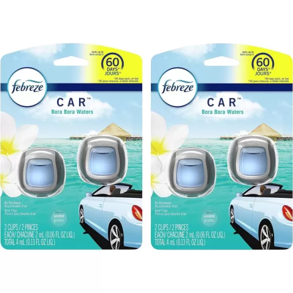 Febreze Car Air Freshener Vent Clips, 2 Linen &amp; Sky and 2 Hawaiian Aloha scents, 4 total clips)