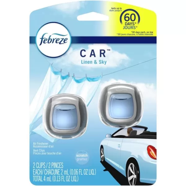 Febreze Car Air Freshener Vent Clips, 2 Linen &amp; Sky and 2 Hawaiian Aloha scents, 4 total clips)