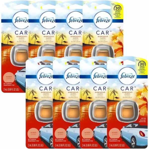Febreze Car Air Freshener Vent Clips, 2 Linen &amp; Sky and 2 Hawaiian Aloha scents, 4 total clips)