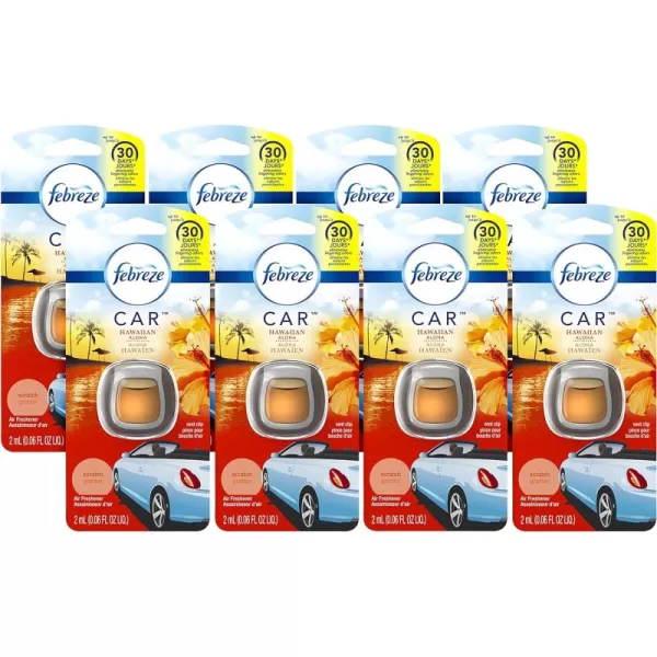 Febreze Car Air Freshener Vent Clips, 2 Linen &amp; Sky and 2 Hawaiian Aloha scents, 4 total clips)