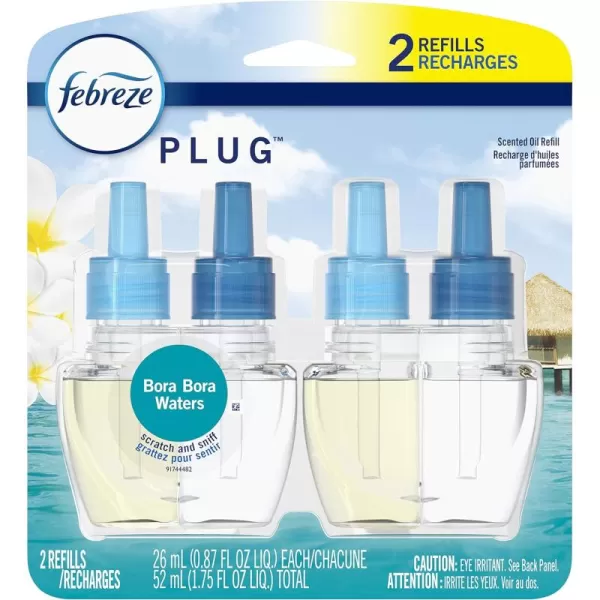 Febreze Odor-Fighting Fade Defy PLUG Air Freshener, Mountain, Ocean, Amber,  .87 fl. oz. Oil Refills)