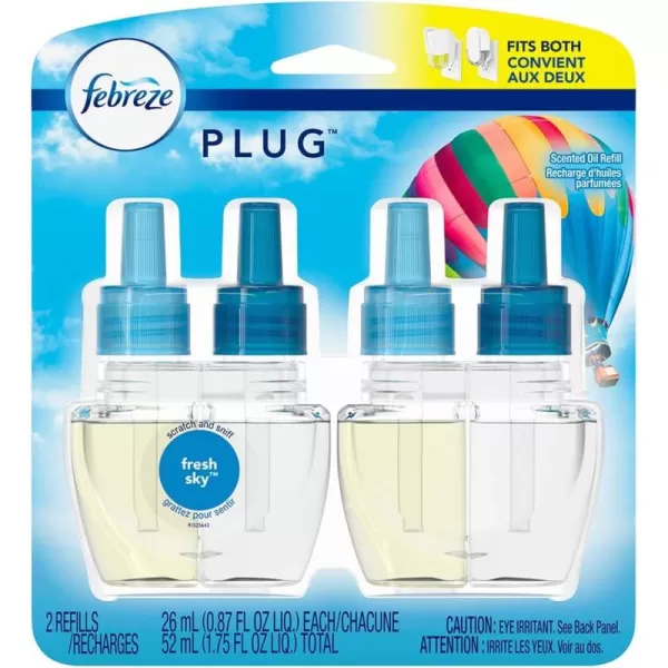 Febreze Odor-Fighting Fade Defy PLUG Air Freshener, Mountain, Ocean, Amber,  .87 fl. oz. Oil Refills