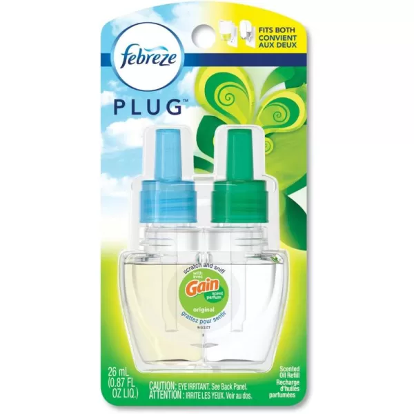 Febreze Plug In Air Fresheners For Home, Air Freshener Plug In, Gain Scent, Odor Fighter for Strong Odors, 1 Warmer + 2 Oil Refills