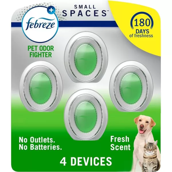 Febreze Small Spaces Air Freshener, Pet Friendly Air Fresheners Alternative for Home, Fresh Scent, Room Deodorizer &amp; Odor Fighter for Strong Odor 4 Count 