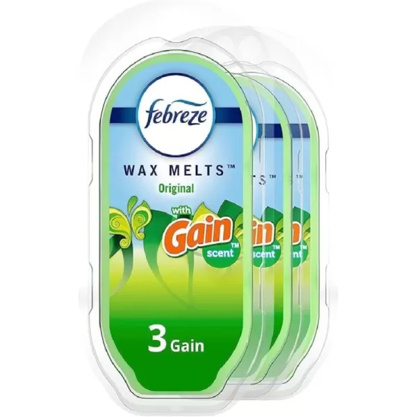 Febreze Wax Melts, Air Freshener and Odor Fighter for Strong Odor, Gain Original Scent, 4 Pack )