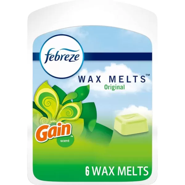 Febreze Wax Melts, Air Freshener and Odor Fighter for Strong Odor, Gain Original Scent, 4 Pack )