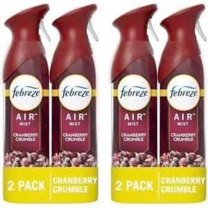 imageFebreze Air Mist Air Freshener Spray OdorFighting Room Spray Air Fresheners for Home and Bathroom and Kitchen Aerosol Can Cranberry Crumble Scent 88oz 2 Count88 Ounce Pack of 4