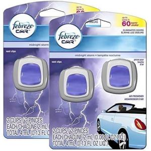 imageFebreze Car Air Fresheners 2 Linen ampamp Sky and 2 Hawaiian Aloha Scents Odor Eliminator for Strong Odors 4 Count4 clips  Midnight Storm
