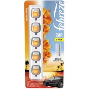 imageFebreze Car Air Fresheners 2 Linen ampamp Sky and 2 Hawaiian Aloha Scents Odor Eliminator for Strong Odors 4 Count6 Piece Set