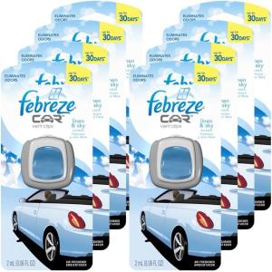 imageFebreze Car Air Fresheners 2 Linen ampamp Sky and 2 Hawaiian Aloha Scents Odor Eliminator for Strong Odors 4 CountPack of 8