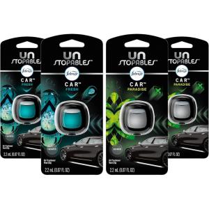 imageFebreze Car Air Fresheners Unstopables Fresh ampamp Paradise Scents Odor Eliminator for Strong Odor Car Vent Clips 007 Fl Oz Pack of 41 Count Pack of 4