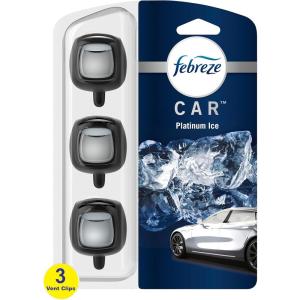 imageFebreze Car Air Freshener Vent Clip Platinum Ice Scent 07 oz Car Vent Clips Pack of 3 and StayFresh Storage Case